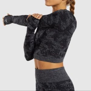 Gymshark camo seamless long sleeve crop size S